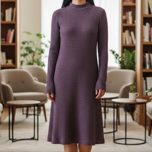 GAP Plum Ribbed Long-Sleeve Dress 4261